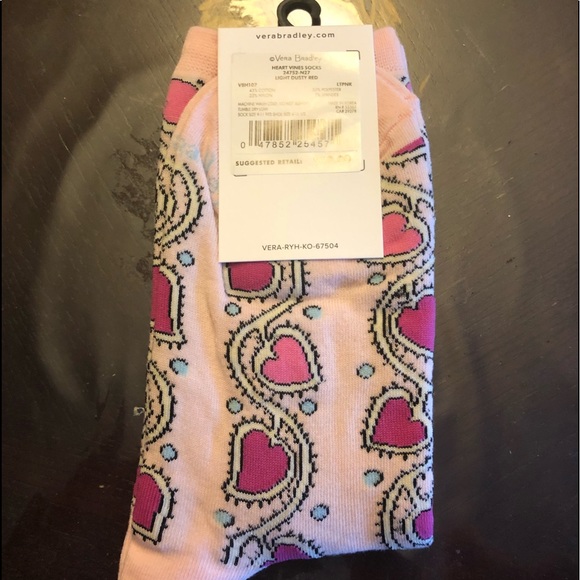 Vera Bradley Heart Theme Sweater  Socks NWT pink - Picture 3 of 4